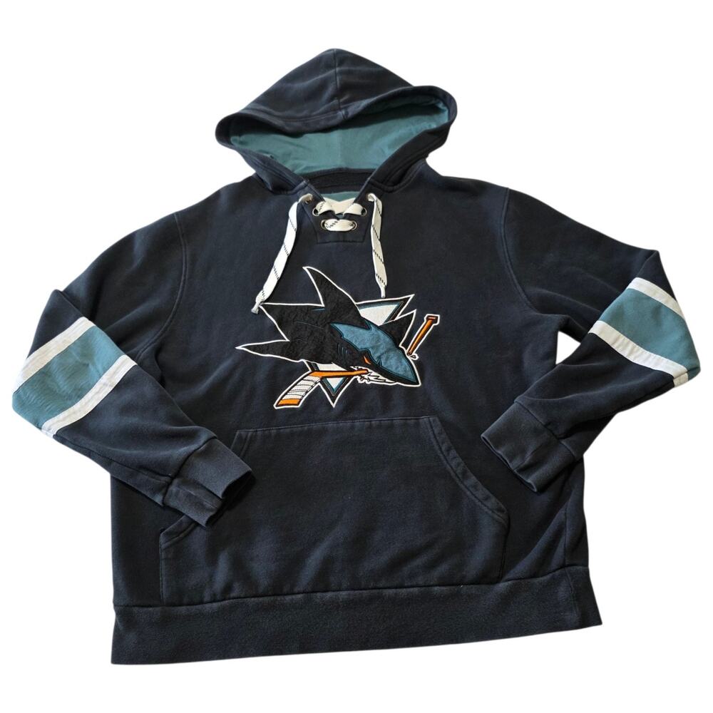 San Jose Sharks Lace Up Hoodie Mens Medium NHL Wright & Ditson Pullover